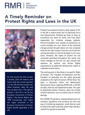 A Timely Reminder on Protests Rights and Laws in the UK